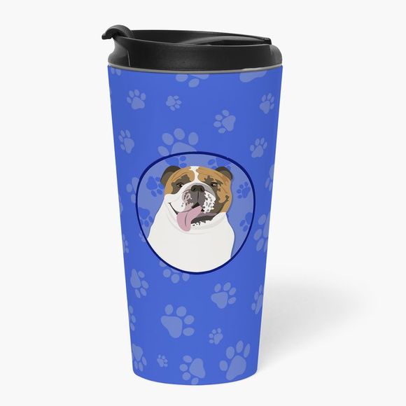 English Bulldog Tricolor #1  Stainless Steel 16 oz  Tumbler, Blue - Picture 2 of 4